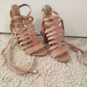 Sam Edelman Yarina Camel Suede Lace Up Sandal Women's Size 6